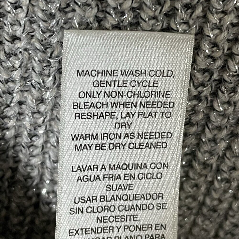 White House Black Market Silver Metallic Ombre Sweater Medium Cowl Neck Pullover - Picture 15 of 16